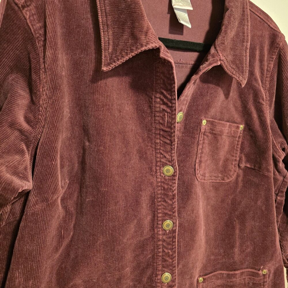 Vintage Y2K 90s Corduroy Jacket 14/16W Womens Indie Western Barn Chore Maroon - Picture 2 of 10